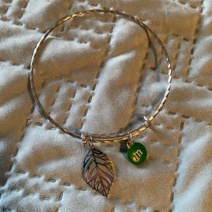 Green m&m and leaf bracelet